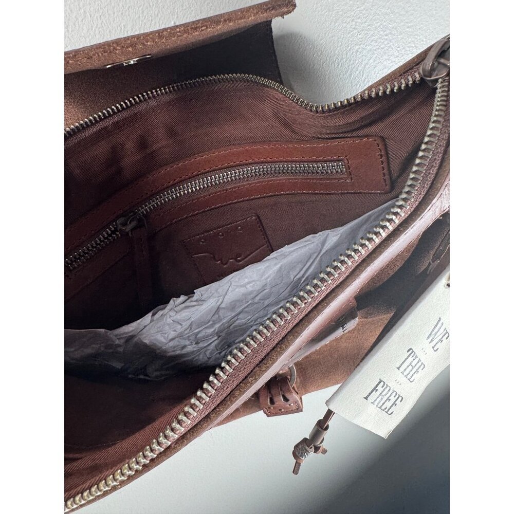 Free People We The Free Silvie Studded Sling Bag Crossbody Cognac NWT Leather - Picture 8 of 10
